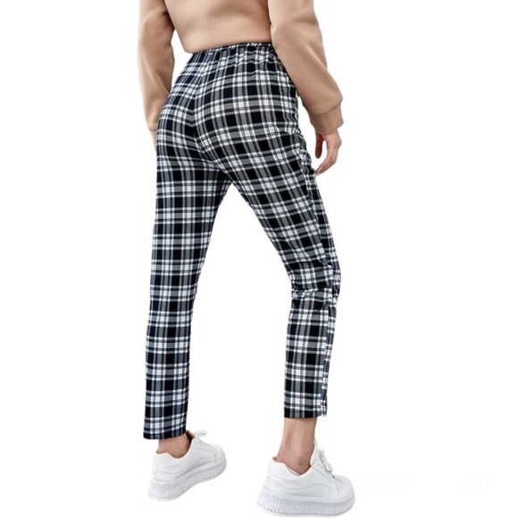 Zara Plaid Pants High Rise Ankle Trousers Size 32 Preppy Academia Punk - Picture 11 of 11